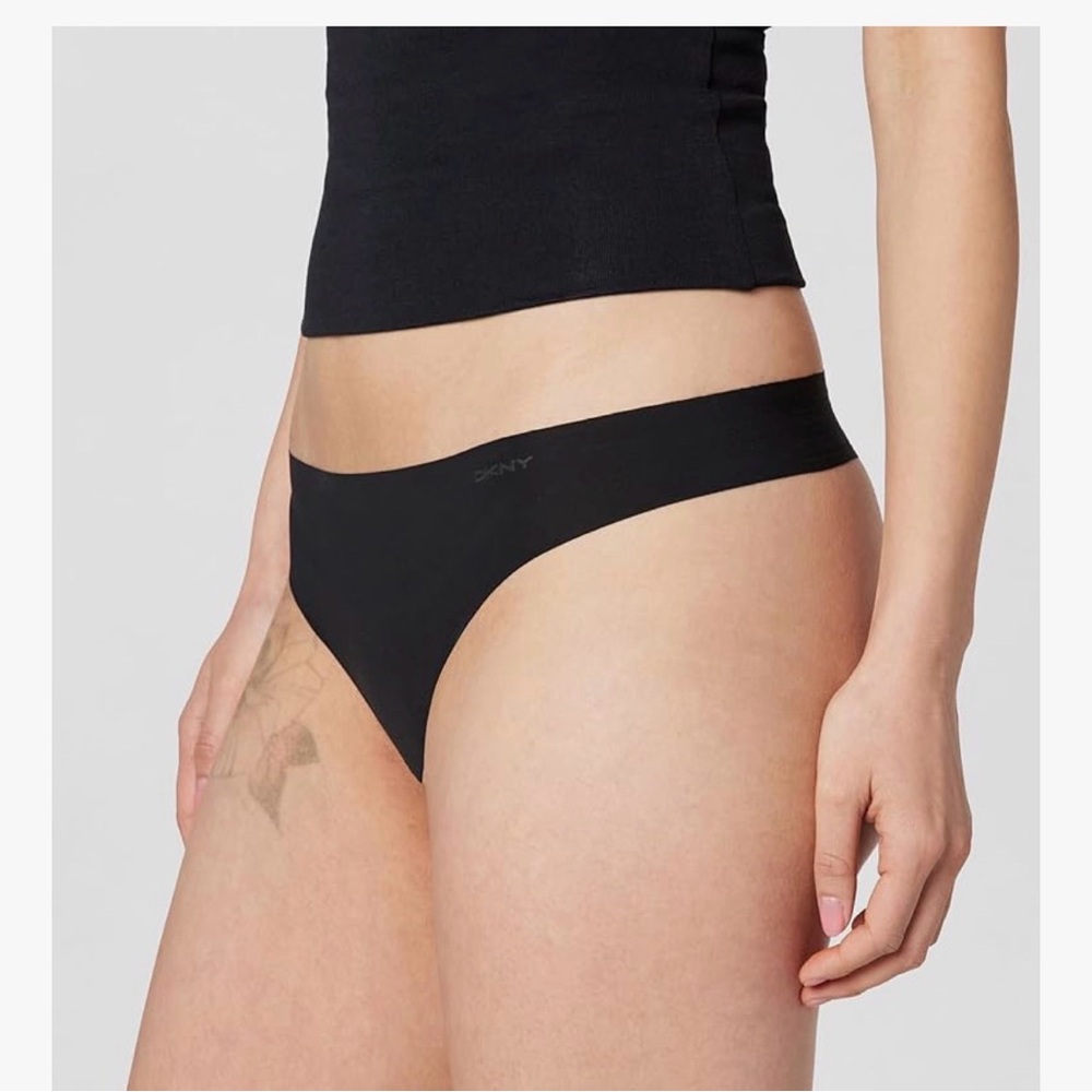 DKNY 3 Pack Black Litewear Cut Anywhere Thongs Size Medium
